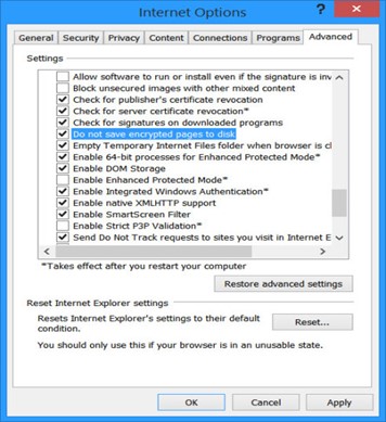 Internet options