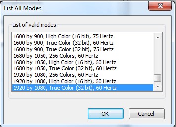List all modes