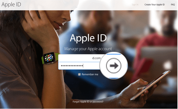 Log in with your Apple ID and password