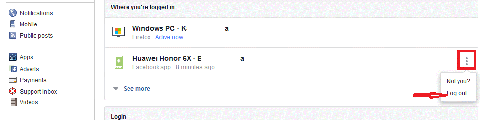 Logout using Facebook Desktop version