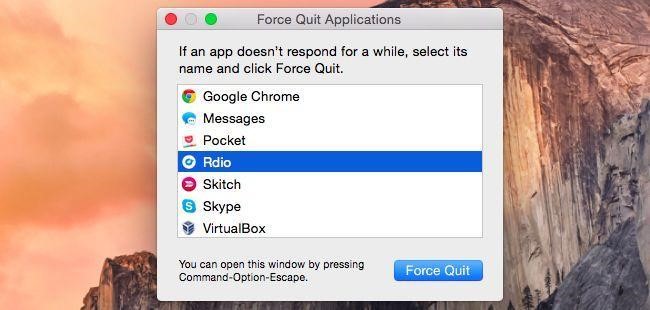 Mac force quit application