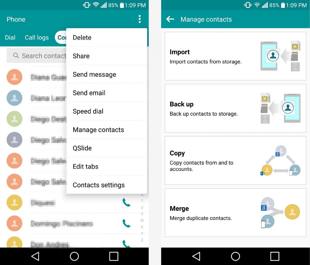 Manage contacts