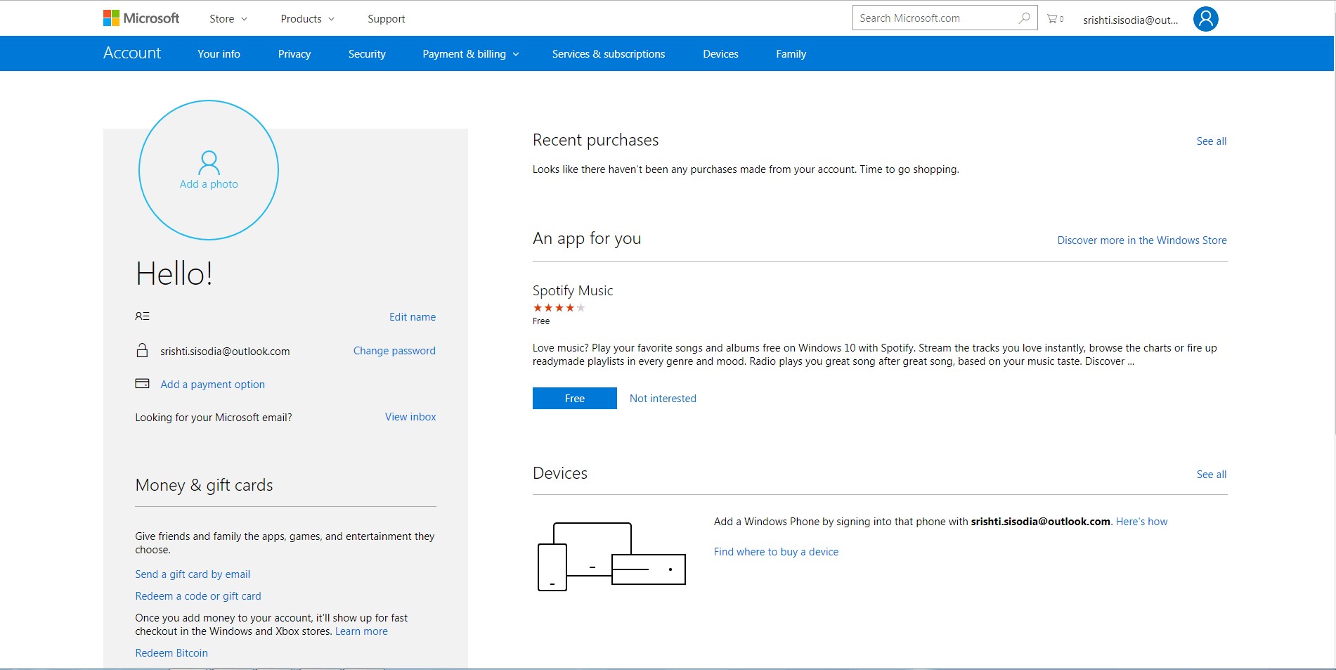 microsoft office account page