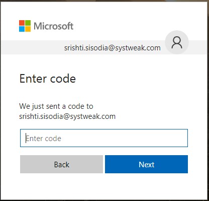 Microsoft enter code
