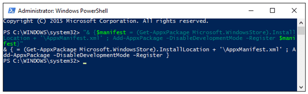 Re-register the Windows Store