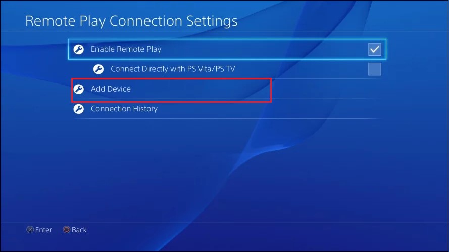 Remote play connection settings