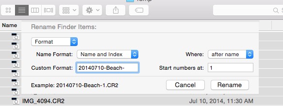 Rename finder items