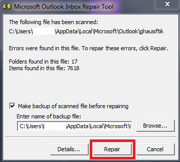 Repair Outlook PST File
