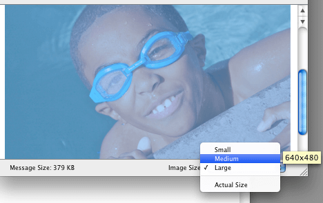 Resizing through e-mail