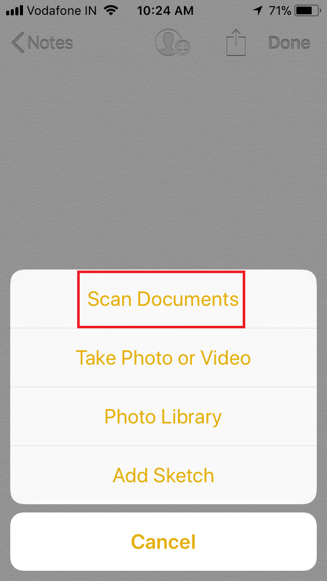 Scan Documents using Notes app in iOS 11