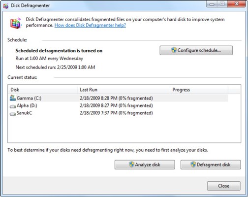 Schedule defragmentation