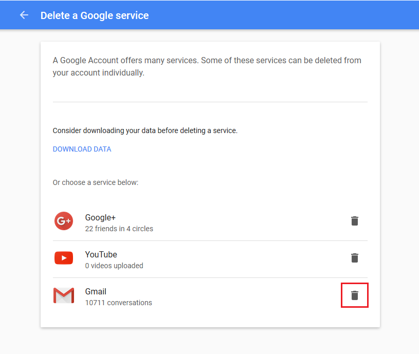 delete your gmail account