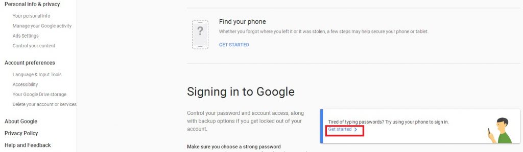 Signing into google
