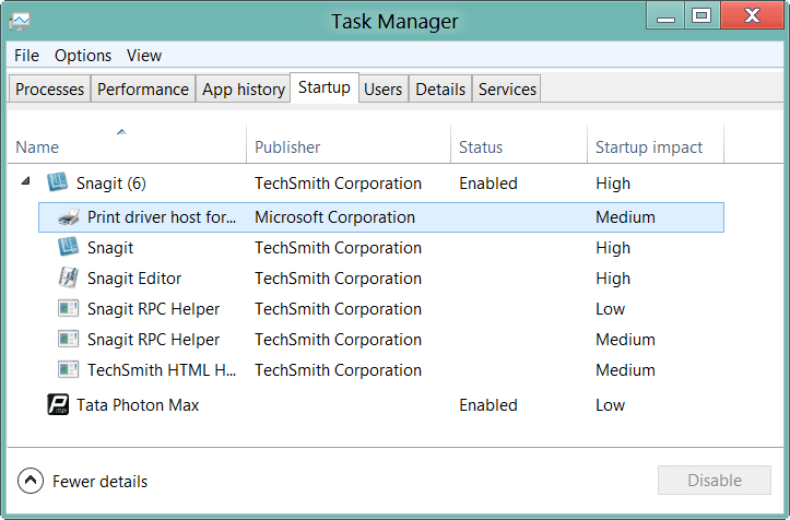use Startup Manager to speed up windows 10