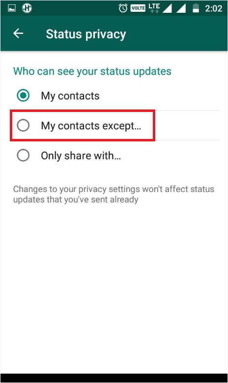 Status privacy whatsapp