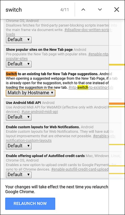 Switch to an existing tab for New Tab Page suggestions