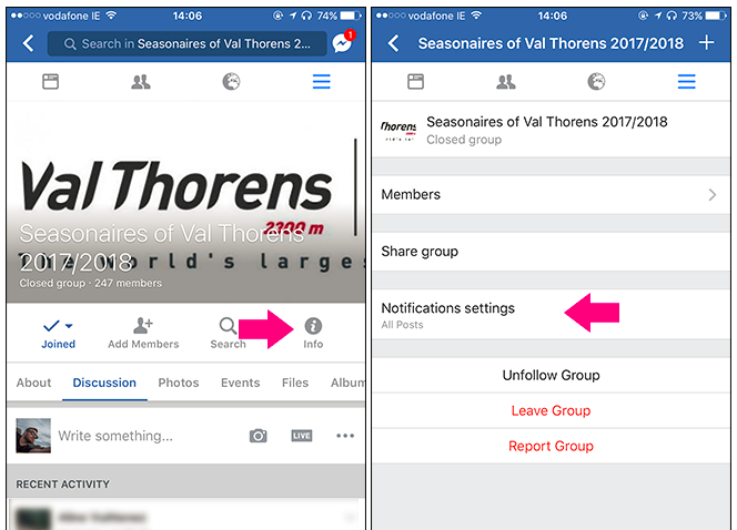 Tap info and select “Notification Settings”.