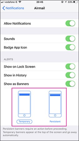 Temporary Airmail notifications