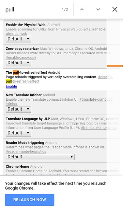 The pull-to-refresh effect