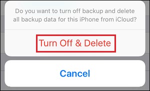 Turn off and delete backup from iCloud