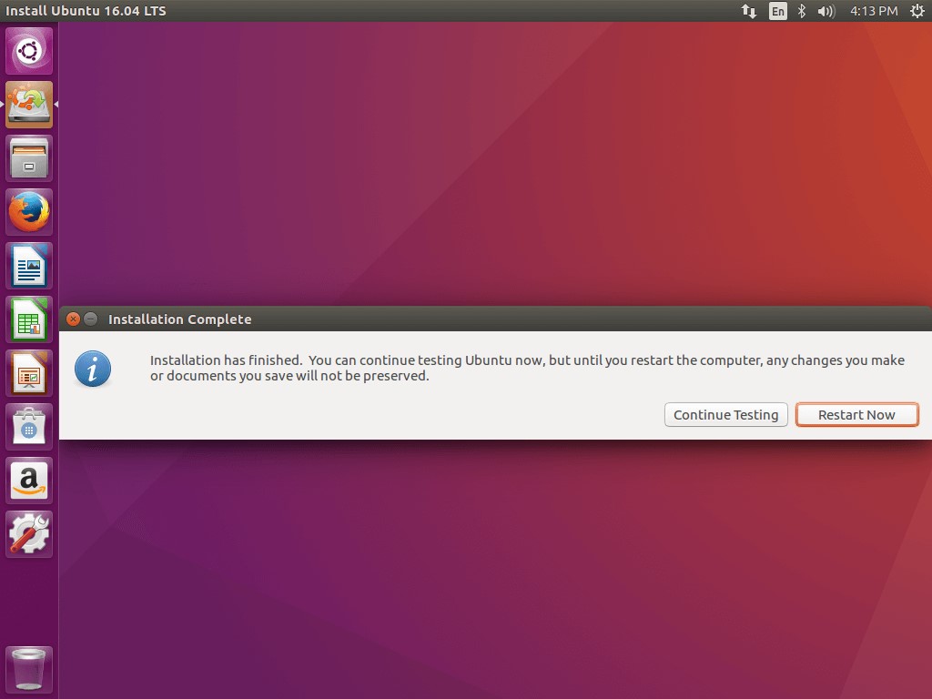 Ubuntu installation complete