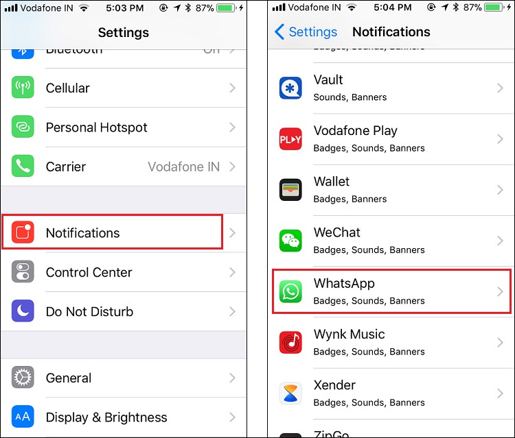 Whatsapp notification