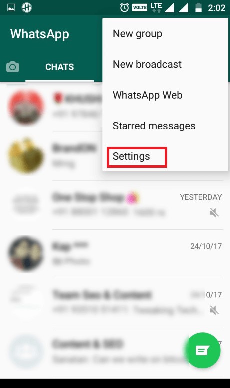 Whatsapp settings