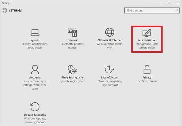 Windows 10 settings