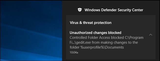 Windows Defender security center