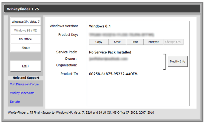 Winkeyfinder- find product keys in windows