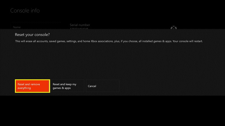 Xbox One reset and remove