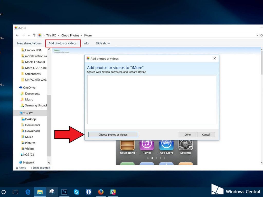 add photos and videos to icloid account from windows