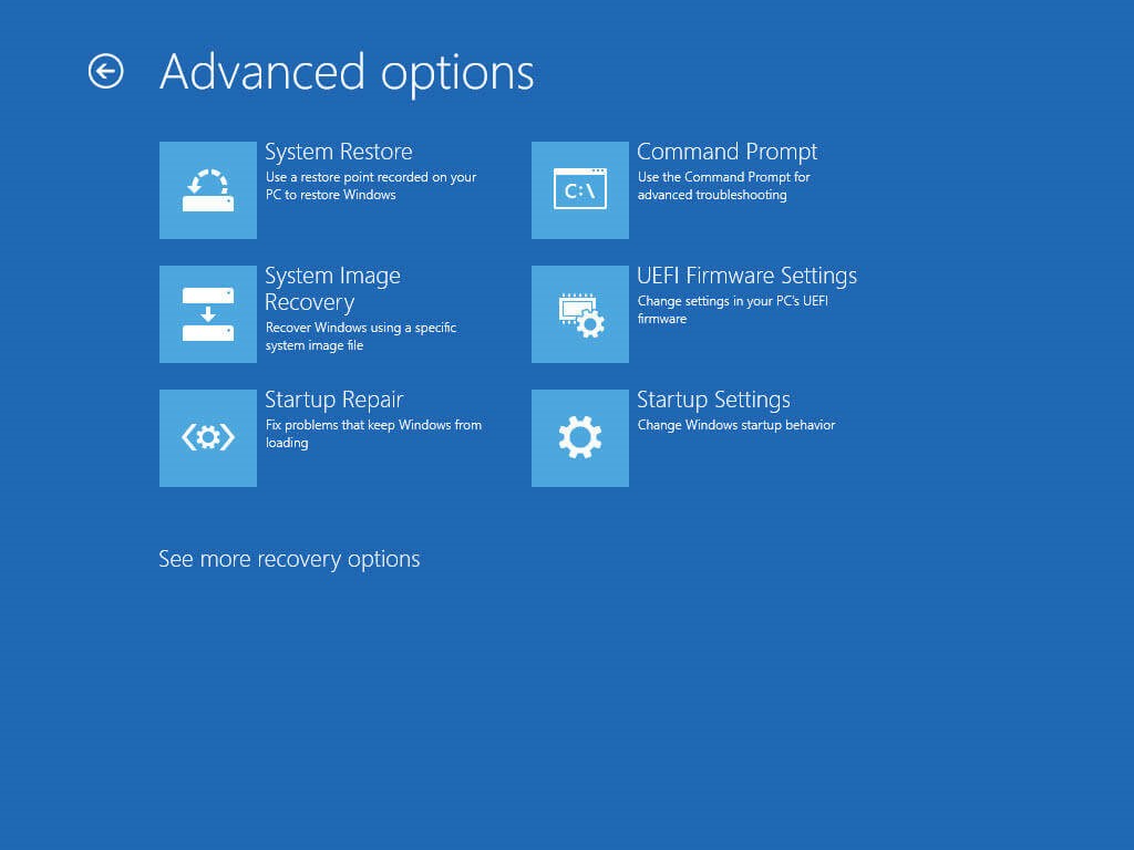 advanced option in windows 10 and 8