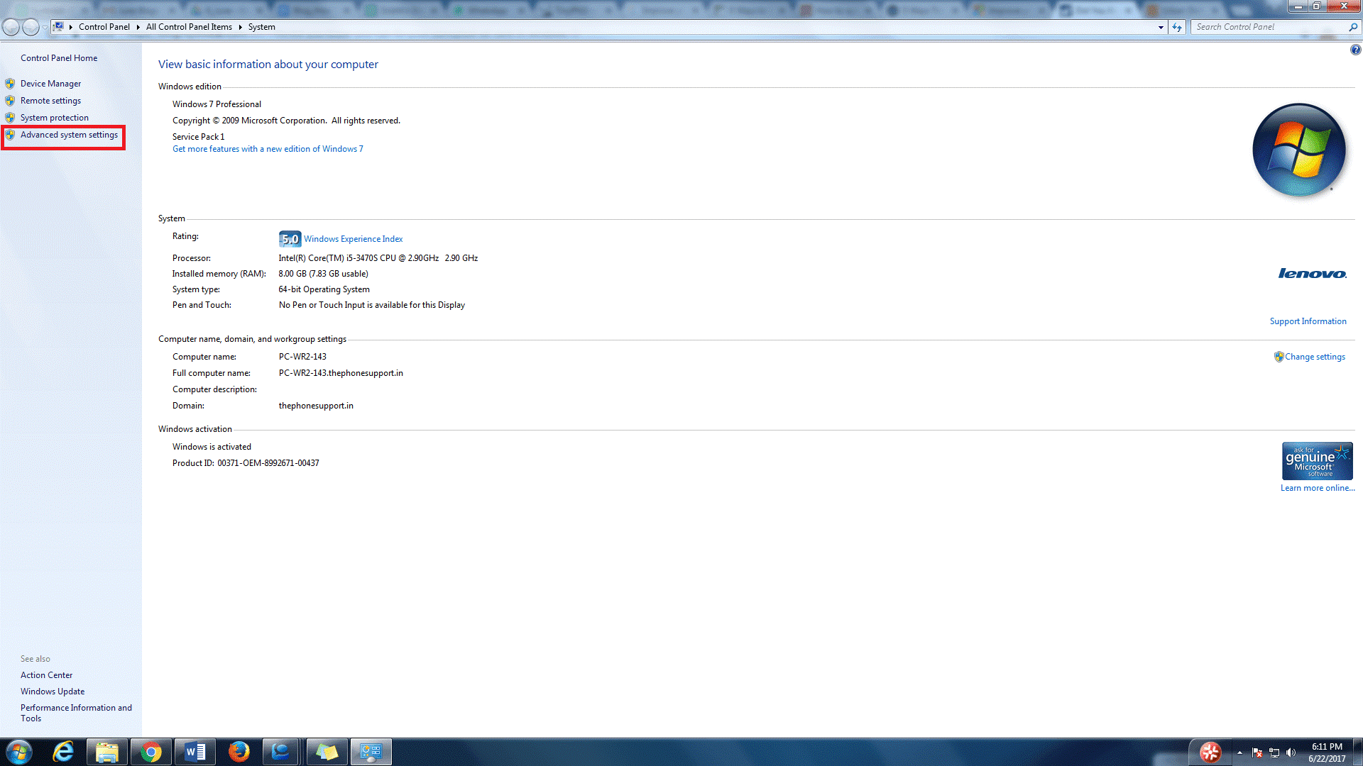 advanced system settings