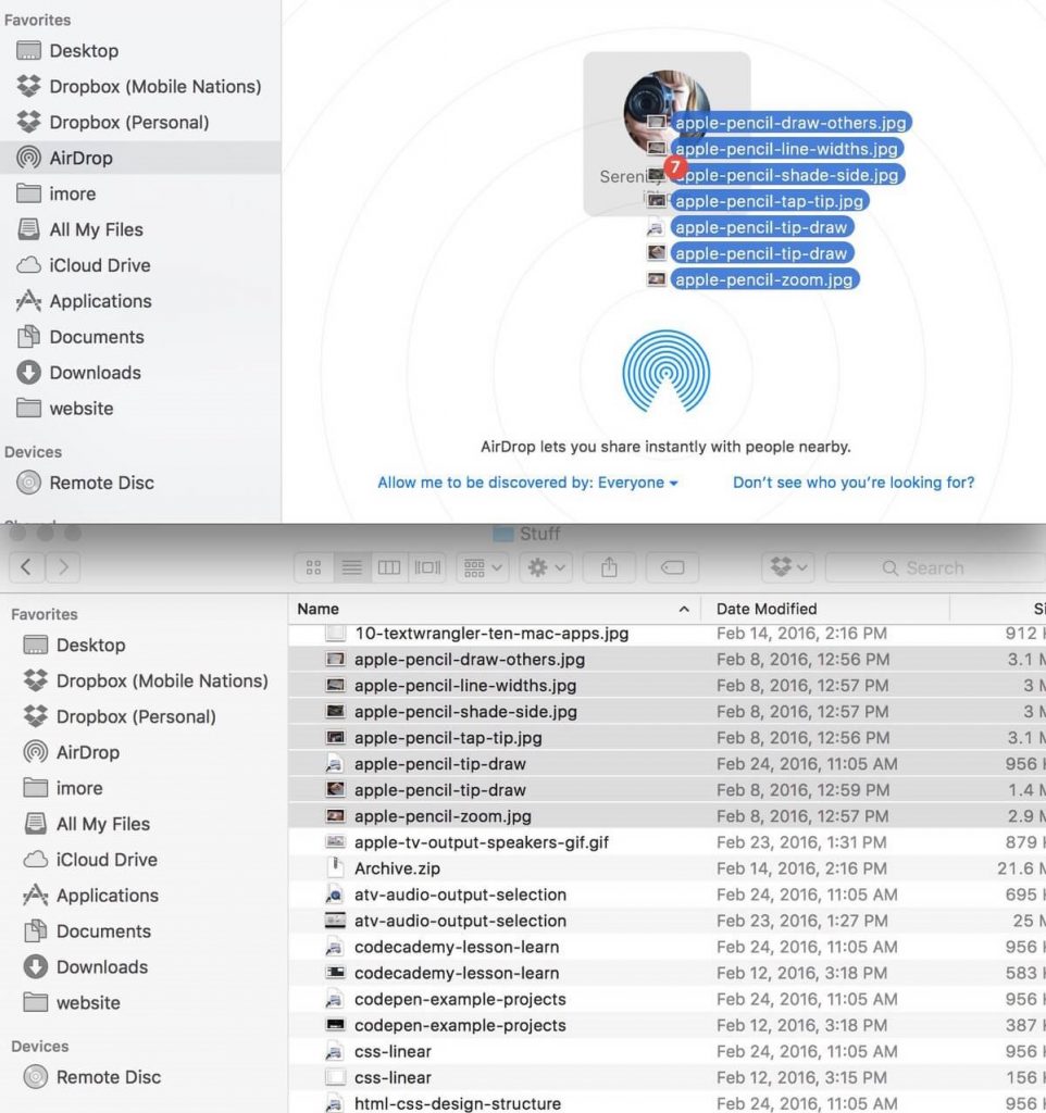 airdrop settings