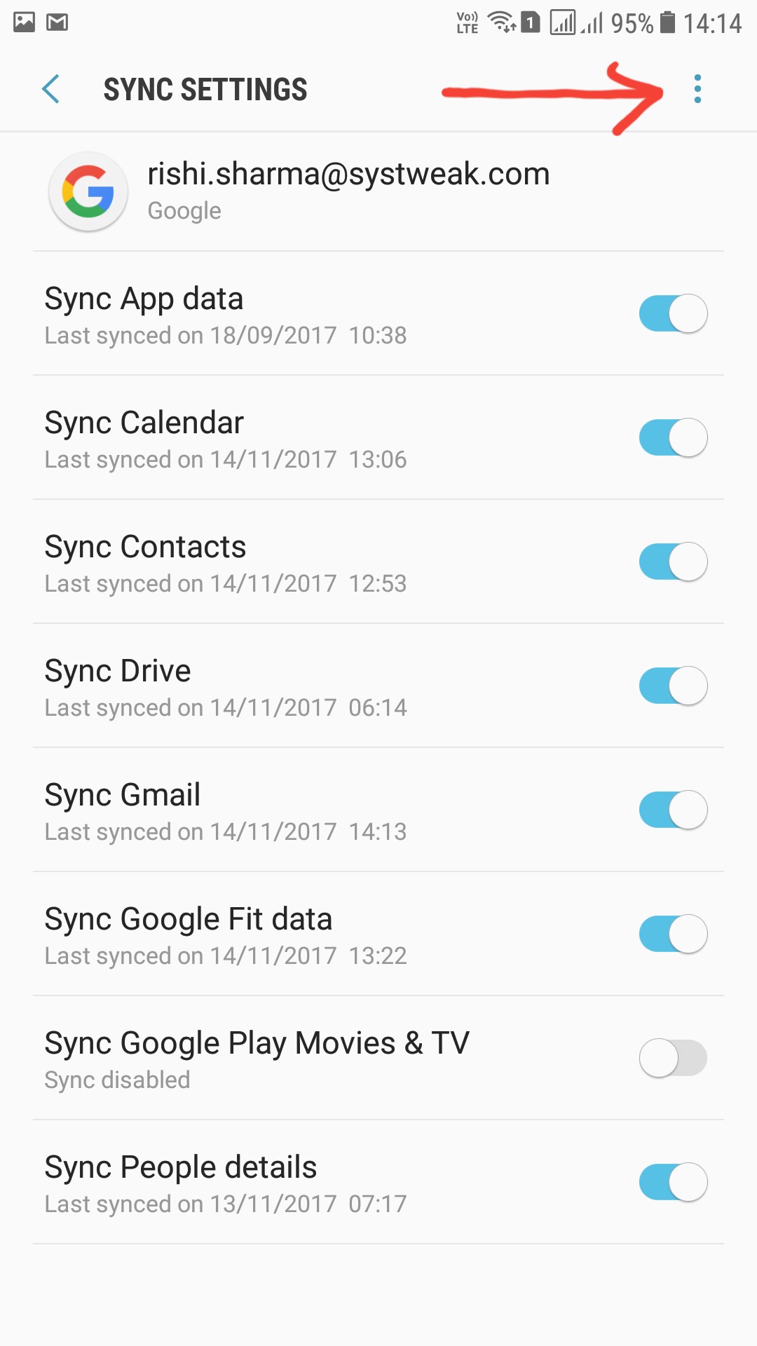 android sync settings