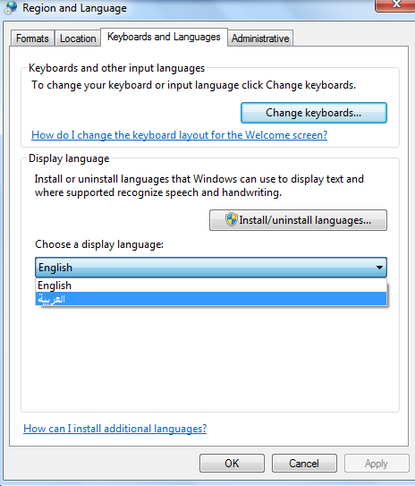 choose default language for pc
