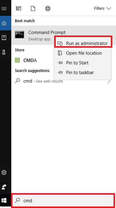 cmd run as administrator