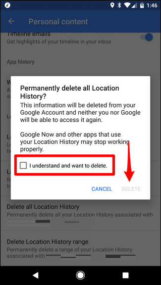 delete all location history permanent
