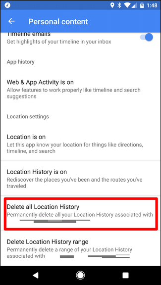 delete all location history