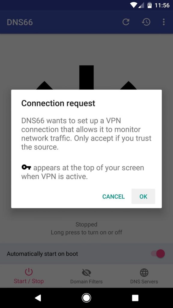dns66 connection request
