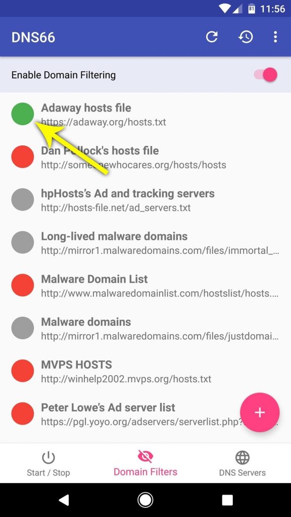 enable domain filtering