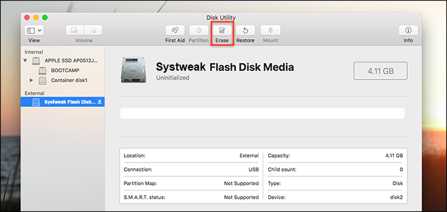 disk utility mac erase failed