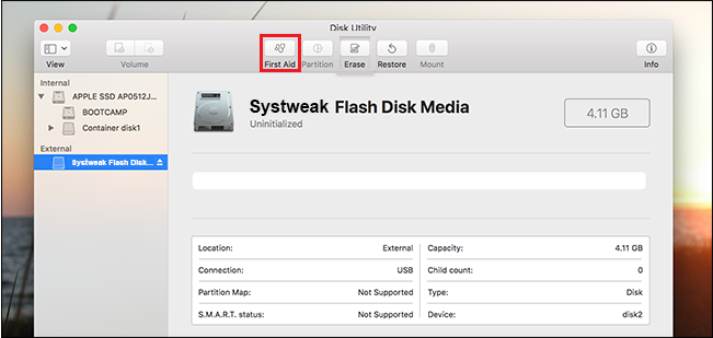 mac disk image not recognized