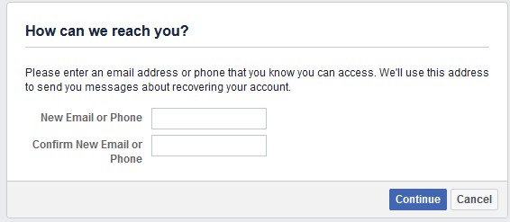 facebook enter email and password