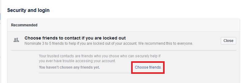 facebook security and login