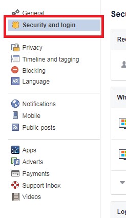 facebook security and login