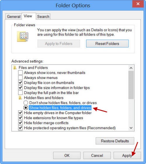 folder options