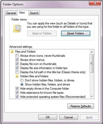 folder options