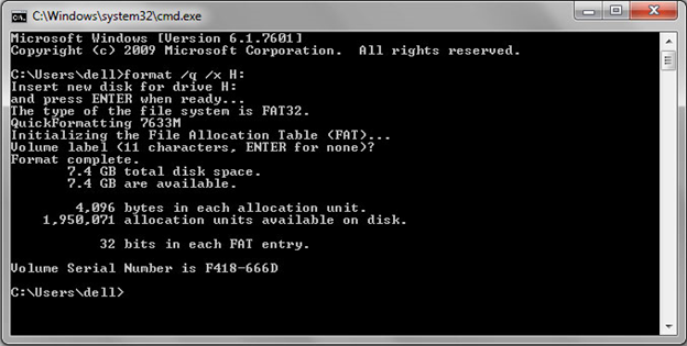 format pd via cmd